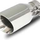 2.5 inch inlet to 4.0 inch Outlet Exhaust Tip 9 inch Overall Lengthen, Double Wall Slant Cut Stainless Steel Exhaust Tail Tips Universal for 2.5" OD Tailpipe