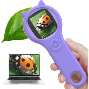 Microscope for Kids - Mini Pocket Handheld Microscope for Toddlers-Educational Science Kit Toys for Christmas Birthday Gifts Toys for 3 4 5 6 7 8 9 10 Year Old GirlsPurple (1 Pcs)