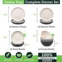 Grow Forward 16-piece Premium Wheat Straw Dinnerware Sets for 4 - Unbreakable Dishwasher & Microwave Safe Plastic Plates and Bowls Sets - Patio, Outdoors, RV, Camping Dishes - Moonlight