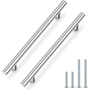 Probrico 5 Pack Polished Chrome Cabinet Handles 7-1/2 Inch Hole Centers, Stainless Steel T Bar Drawer Dresser Pulls, 192mm Cabinet Pulls Kitchen Cabinet Hardware Bathroom Handles