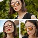 BIRCEN Polarized Sunglasses for Women UV - Protection Womens Retro Mirrored Shades with Acetate Frame BC2001
