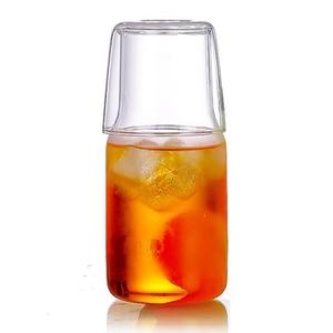 LCORMAG 12oz/360ml Small Bedside Water Carafe  for Nightstand - Clear Small Glass Carafe Without Cup for Bedroom, Night Glass Decanter for Water, Juice, Milk & Mouthwash