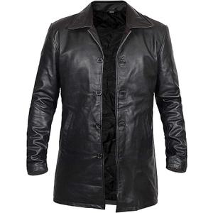 Mens Leather Car Coat Black - Real Lambskin Leather 3/4 Length Brown Carcoat Winter Jackets For Men (Medium)