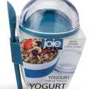 Joie Yogurt On The Go Portable Cup with Snap-On Spoon, Reusable Container with Separate Compartment for Granola, Durable and Leakproof, BPA-Free, Great for Lunches or Backpacks, Colors May Vary