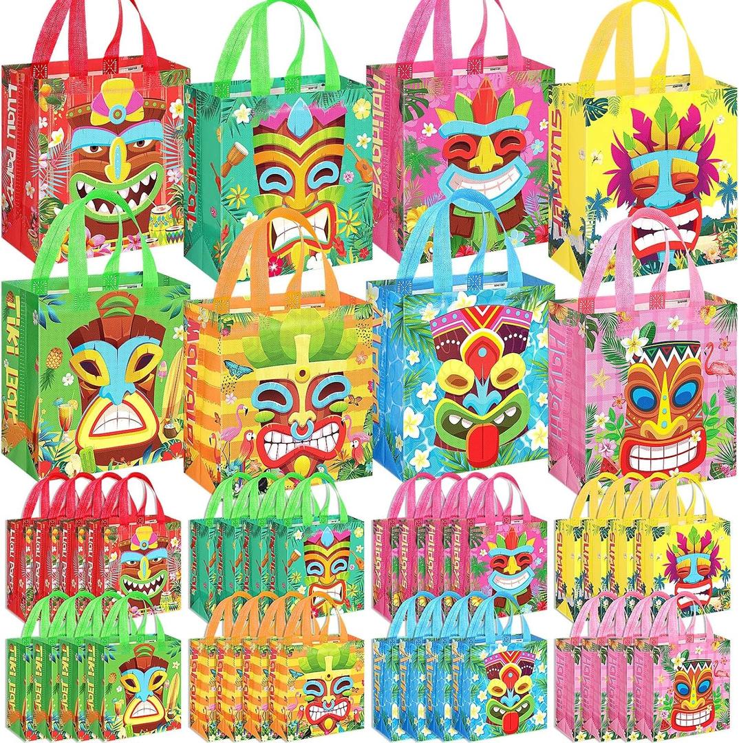 Riakrum 32 Pcs Gift Bag with Handles Reusable Tote Bags Non Woven Gift Bags Bulk Treat Bag for Kids Classroom Gifts Exchange Party Favor, 8.7 x 9.2 x 4.3 Inch