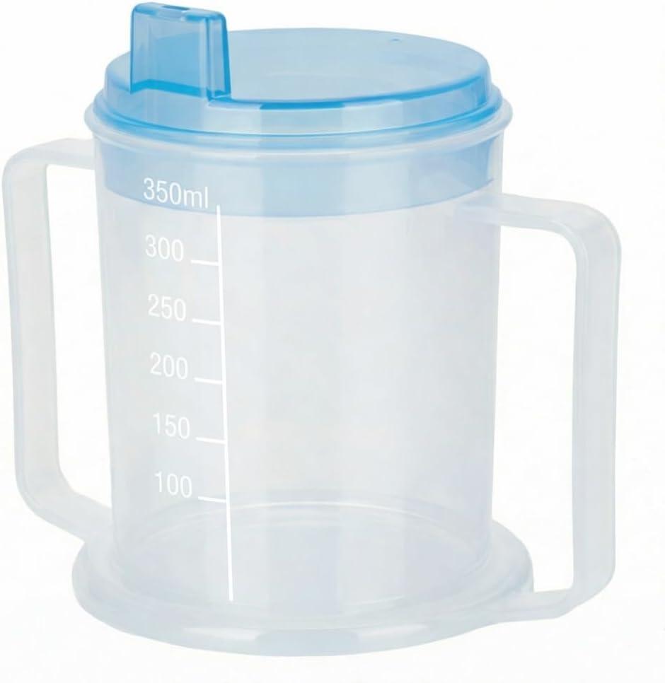 Life Healthcare Adult Drinking Cup for Elderly  300ml Non Spill Cups  Dishwasher Safe Non-BPA Plastic Two Handled Cup for Elderly  Plastic Beakers for Adults, Disability People