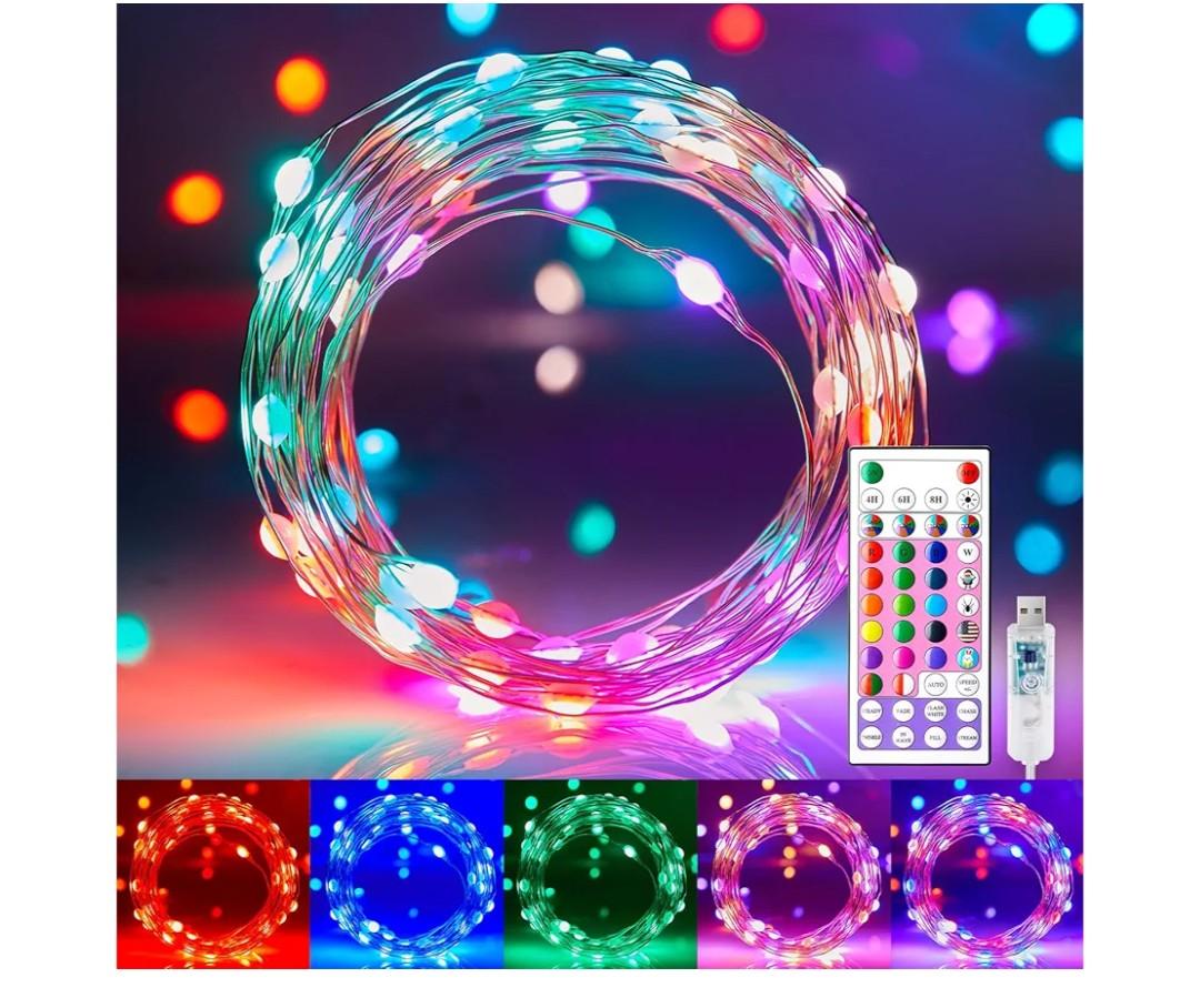 Minetom Fairy Lights Color Changing - 66FT 200 LED String Lights with Remote, 16 Single Colors & 6 Holiday Colors, USB Fairy Light Indoor with 12 Mode, Christmas Light for Bedroom Halloween Decoration