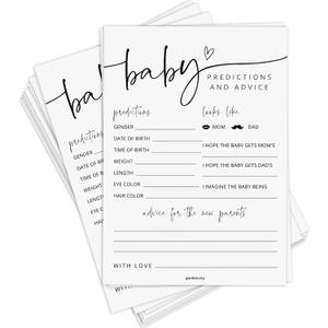 GardenCity 50 Large Baby Predictions Cards, Advice and Wishes, Fun Baby Shower Games for Boy or Girl, Gender Neutral - Minimalist