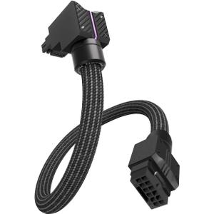 EZDIY-FAB UNIFAS ARGB 16-Pin 12VHPWR GPU Extension Cable for RTX 40/50 Series, 16AWG 90 Right-Angle 12V-2x6 PCIe 5.1 PSU Extension Cable, 5V 3-Pin RGB Sync, Unified Cable Design, Standard Type, Black