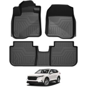 Falafa Floor Mats for Honda CRV 2025 2024 2023 (Include Hybrid), TPE All Weather Protection Floor Liners for Honda CR-V Hybrid Accessories,1st & 2nd Row, Odorless Anti-Slip, Black