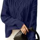 ANRABESS Sweaters for Women Oversized Long Sleeve Turtleneck Cable Knit Casual Loose Pullover Tops 2025 Fall Trendy Outfits S