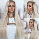 JPIKAQIU 24 Inch Platinum Blonde Hair Synthetic Lace Front Wigs Ash Blonde Ombre Colored Glueless HD Lace Wigs Pre Plucked Natural Hairline Long Straight Wigs for Black Women