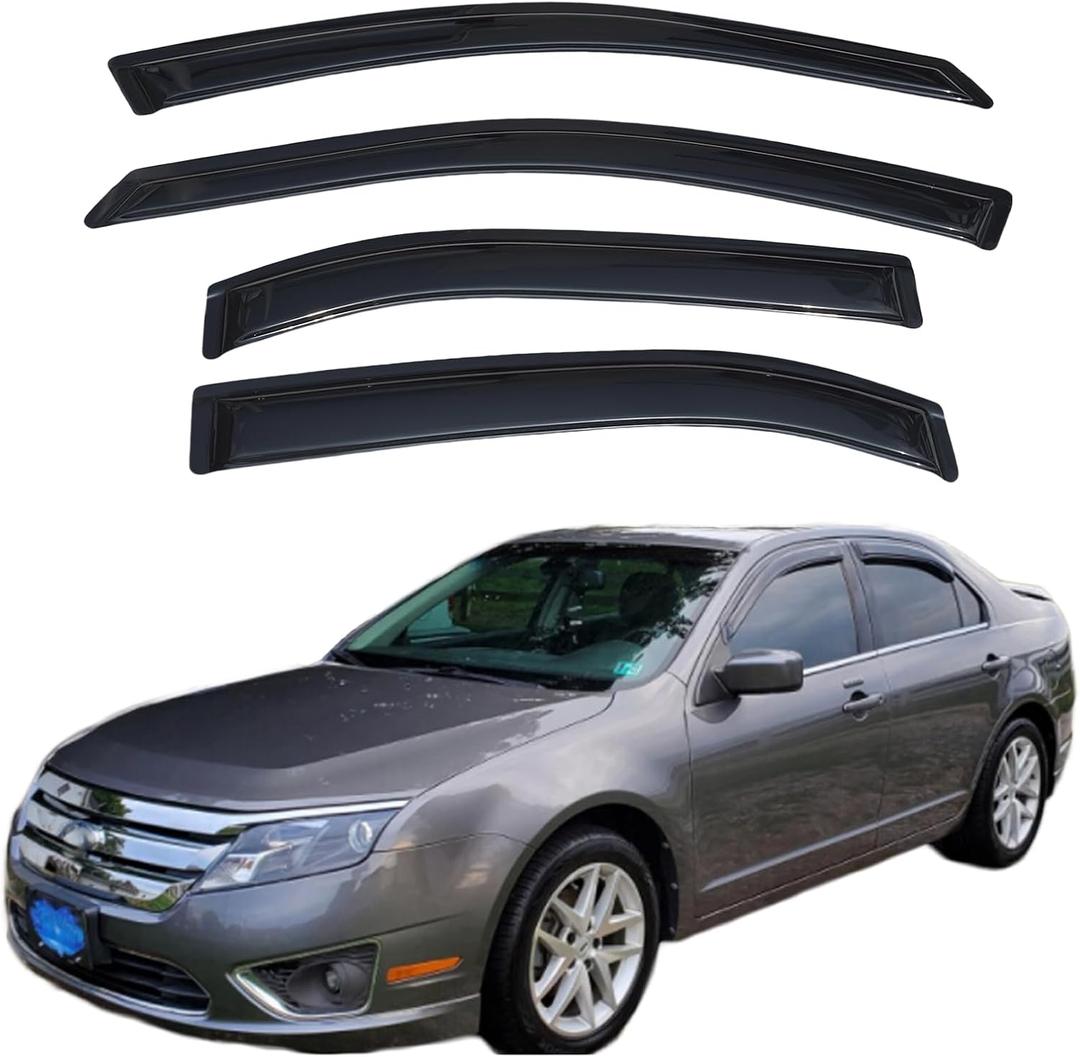 Rain Guards Compatible with 2006-2012 Ford Fusion, Acrylic Slim Style Window Visor Rain Guard, Side Window Deector for Ford Fusion Accessories 4 Pieces, 2007 2008 2009 2010 2011