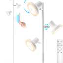 36W LED Tree Floor Lamp, Modern Dimmable Standing Lamp with Remote & Touch Control, 4 Color Temperatures, 3 Rotatable LED Light Floor Lamps for Living Room, Bedroom, Office (White)