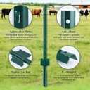 Gtongoko 4.8 Feet Heavy Duty Metal Fence Posts, 10 Pack U Channel Fence Post with Anchor Plate, Green Steel T Post for Garden, Yard, Farm, Wire Fencing