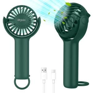 2 x 2 IN 1 Portable Mini Handheld Fan with Keychain Stand, Personal Powerful Cooling Fan, Small Battery Operated Table Fan, Quiet Hand Fan, USB Rechargeable, Birthday Gifts for Women (Dark green)