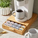 Core Bamboo Coffee Capsule Storage - Coffee Pods and Tea Holder Tray - Space-Saving Under Coffee Maker Coffee Machine Pod Organizer - Coffee Pod Drawer with Separators, Holds up to 30 pods with 5 Compartments