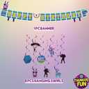 Video Game Themed Birthday Party Decorations 2026 Upgraded Supplies - Happy Birthday Banner Backdrop Balloons Hanging Swirls Cake Topper Cupcake Toppers Stickers - Decor Stuff Favor