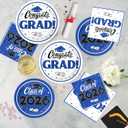 Graduation Decorations 2026, 200 Pcs Class of 2026 Graduation Party Supplies Kit with Paper Plates, Luncheon and Cocktail Napkins, Congrats Grad Decorations for 50 Guests (Blue)