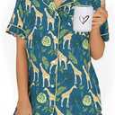 Pajamas for Women Set Short Sleeve Animal Graphic Pajamas Cute Printed Pajama Sets Button Down Pjs Sleepwear | S