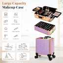 3 in 1 Rolling Makeup Train Case Professional Large Cosmetic Trolley Cosmetology Case on Wheels Traveling Cart Trunk for Hairstylist Artist Nail Beauty Salon Barber, Colorful