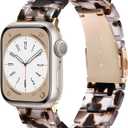 V.R.HOPE Resin Watch Band Compatible with Apple Watch Band for Women 38mm 40mm 41mm 42mm Tortoise Fashion Lightweight Bracelet Strap for iWatch Series 11/10/9/8/7/6/5/4/3/2/1/SE3(Tortoise Rosegold)