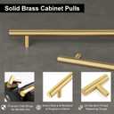 QOGRISUN 1-Pack Solid Brass Cabinet Pulls, Gold Long Drawer Handles, 18 Inch Hole Center for Large Kitchen Cabinets, Cupboard, Dresser, Wardrobe Closet Door, BrushecBrass Finish