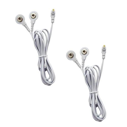 Durable TENS Lead Wires 2.35mm Shielded Plug TENS to 3.5mm Snap Electrode Wires for TENS Unit, VOVOU Standard Electrodes Wire Replacement for TENS EMS Massager Electric Muscle Stimulator(2 Packs)