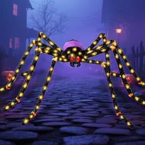Amazon.com: 5.5FT Giant Spider Halloween Decorations with 100 LED, Plug-in Pre-Lit Light Up Scary Spider Halloween Decorations, Large Spider Decorations for Outdoor, Yard, Lawn, Exterior Walls : Patio, Lawn & Garden