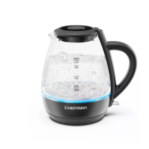 Chefman 1.7-Liter Electric Tea Kettle w/ Borosilicate Glass and Automatic Shutoff - Black
