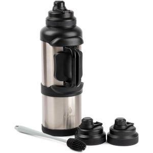 Manna Titan Stainless Steel Vacuum Insulated Jug Gift Set with 2 Extra Lids and an Ultimate Bottle Brush - 4L - Stainless Steel
