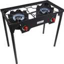 Gas One Propane Double Burner Two Burner Camp Stove Outdoor High Pressure Propane 2 Burner Adjustable PSI Regulator and 4ft Hose With Removable Legs