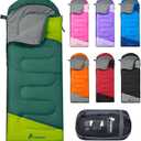 PTEROMY Sleeping Bags for Adults, Lightweight Water Resistant Backpacking Camping Sleeping Bag for Warm Cold Weather, Camping Essentials for Hiking Outdoor Travel (Green)