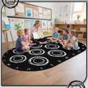 Teenyyou 6.56 x 11.15 ft Large Classroom Rug Elementary Abstract Educational Area Rug Kids Room Children Classroom Carpet Playroom Learning Black Ellipse School Decor Seating Carpet