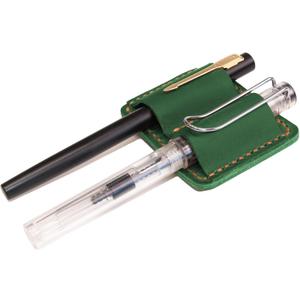 Turbosnail Handmade Leather Pen Holder Clip Notebook Pen Loop Stylish, notebook pen pencil holder clip and Practical Pen Organizer (Dark Green)