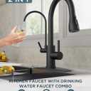FORIOUS Black Kitchen Faucets with Water Filter, 2 in 1 Stainless Steel Pull Down Sink Faucet and Purified Water Faucet Rustic High Arc Single Handle with Detachable Deck for 1 or 3 Hole