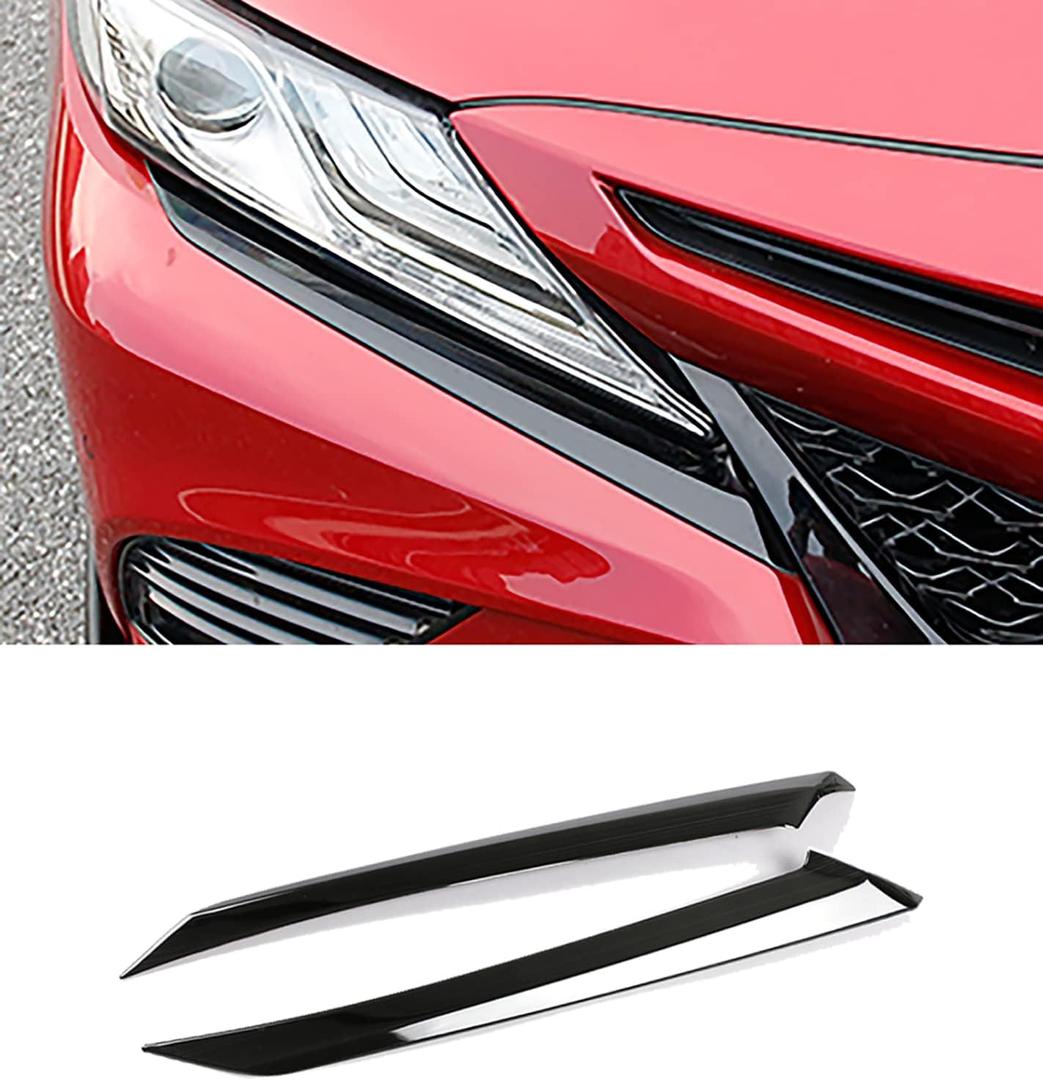 Front Headlight Eyelid Eyebrow Edge Cover Trim Fit For Toyota Camry SE XSE 2018-2022 Car Accessories Brushed Black Style Stainless Steel