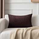 Kevin Textile 12x20 Inch Pillow Cover 1 Pack Boho Decorative Soft Striped Corduroy Lumbar Farmhouse Accent Rectangle Cushion Case for Living Room Couch Sofa Bed, Coffee