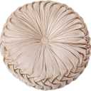 HLOVME Throw Pillow for Couch Decorative 3D Pumpkin Round Velvet Cushion for Sofa Bed Chair Floor 15"X15", Beige