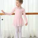 MdnMd Toddler Girls Long Sleeve Ballet Leotards Dresses Dance Skirt Ballerina Tutu Outfits (2-4T)
