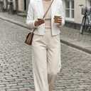 Beninos Womens Casual Blazers Open Front Cropped Blazer Jacket, White, X Small