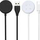 Compatible with Google Pixel Watch 3/Pixel Watch2 Chargers, 2 USB-A Type-C Ports,3.3 feet/100 Smart Watch Charging Cable Adapter, Accessories for Fitbit Ace LTE/Versa 3/Versa4 (2, Black White)
