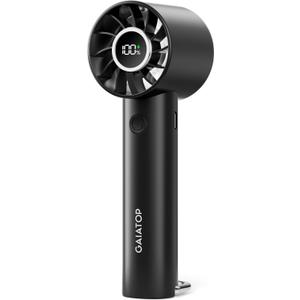 Gaiatop Portable Mini Fan, 3 Speed Handheld Fans with Power Display Flashlight, USB Rechargeable Battery, Lightweight Personal Cooling for Women Men Indoor Outdoor Travel Black
