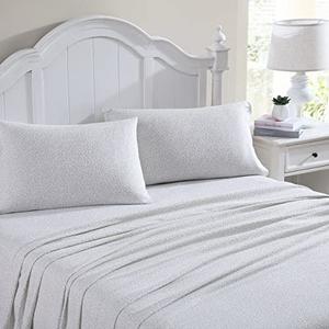 Laura Ashley - Flannel Sheets King Size, Anti-Pilling & Wrinkle Resistant Cotton, Touchably Soft for All-Season Comfort - Bed Sheets with Matching Pillowcases & Fitted Sheet (Chelsie Vine Grey)