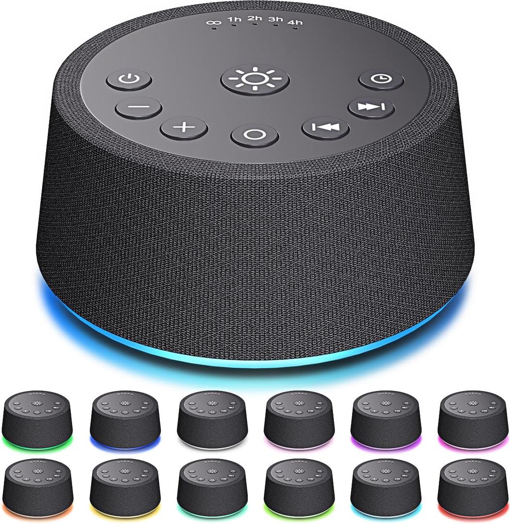 SoundLegend White Noise Sleep Sound Machines 30 Sounds 12 Colors Light 32-Level Volume 5 Timers for Home Travel Gift Adjustable Brightness Memory Function Compact (Black)