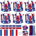 Cinrobiye 24 Set 4th of July Craft Kits Patriotic Crown Hat Craft Independence Day Crown Head Band for Memorial Day Party Favor School Home USA Patriotic Activity Decoration Supplies