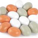 POPLAY 15PCS Wooden Fake Eggs, 3 Colors Wooden Chicken Faux Eggs for DIY Crafts Egg Painting Chicken Nest