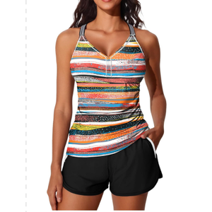 Summer Mae Modest Tankini Swimsuits for Women 2025 Two Piece Bathing Suits with Sporty Pockets Boy Shorts for Tummy Control, Size XL