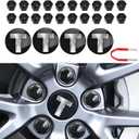 Compatible with TES la Model 3 Model Y/S X Set Wheel Center Hub Cap Kit, Center Logo Emblem Modification Hub Cover Hub Nut Cap Lug Nut Cover（Sliver &Black）