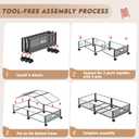 Under Bed Storage with Wheels, 31.5in / 35L Large Rolling Underbed Storage, Underbed Drawer on Wheels, Tool-free Assembly Metal Under Bed Drawers Organizer Container for Bedroom Shoes Clothes Toys, Black
